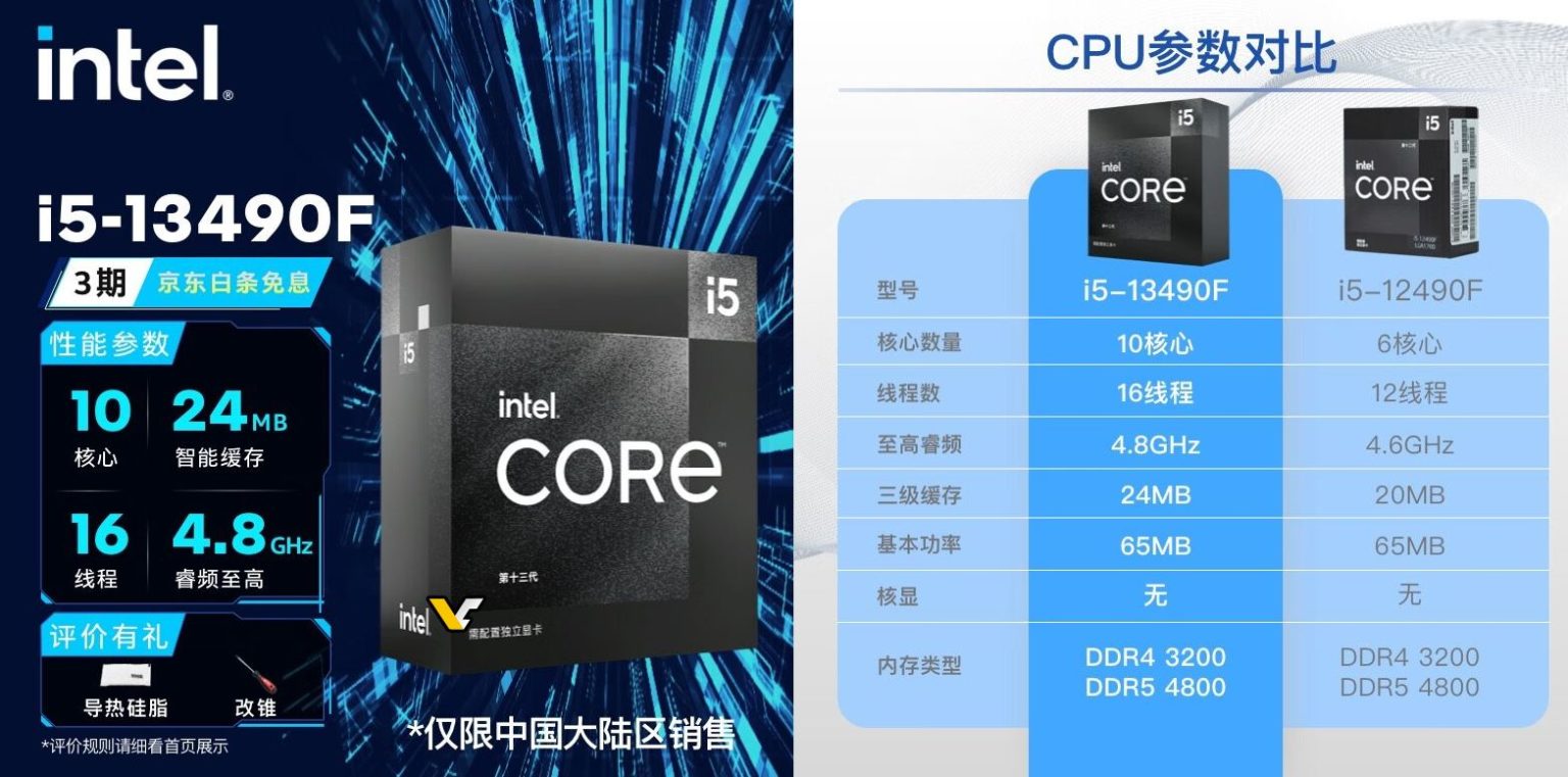 Intel Core i7-13790F 曝光, 13490F 已於中國上市